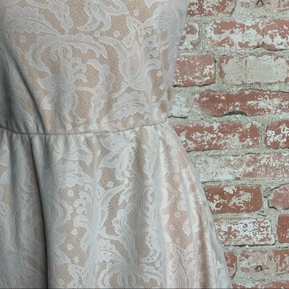 HEARTSOUL Cream Lace Dress Sleeveless Large Fit Flare Light Blush - Picture 4 of 10